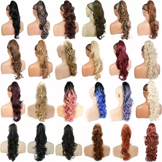 Ponytail Claw Clip Hair Piece Curly Heat Resistant Reversible Hair Extension 22"