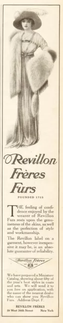 1912 Revillon Freres Furs Mink Stole Vintage Women's Clothing Hat Fashion Ad