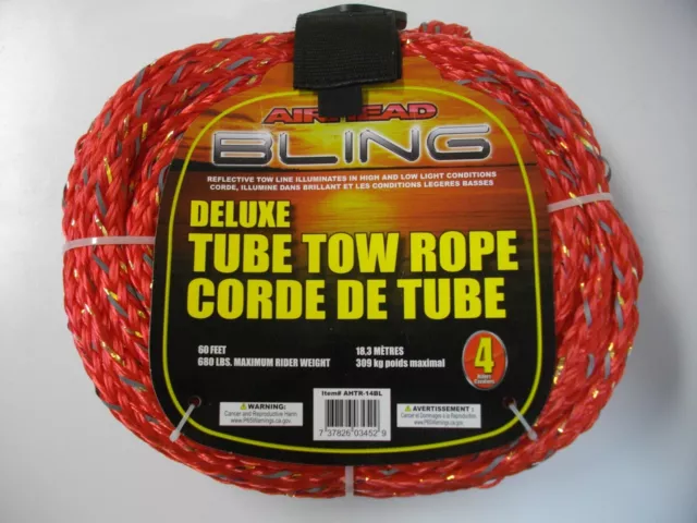 Kwik Tek Airhead AHTR-14BL Bling 4 Rider Deluxe Tube Tow Rope 60 foot