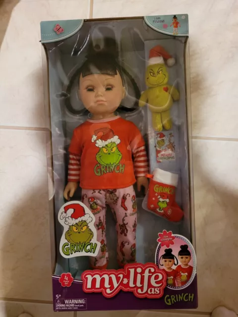 My Life  Poseable Grinch Sleepover 18 inch Doll, Brunette Hair, Green Eyes