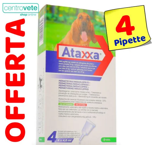 Advantix Bayer = ATAXXA 4 Pipette per Cani da 25 a 40 Kg → Antiparassitario CANE