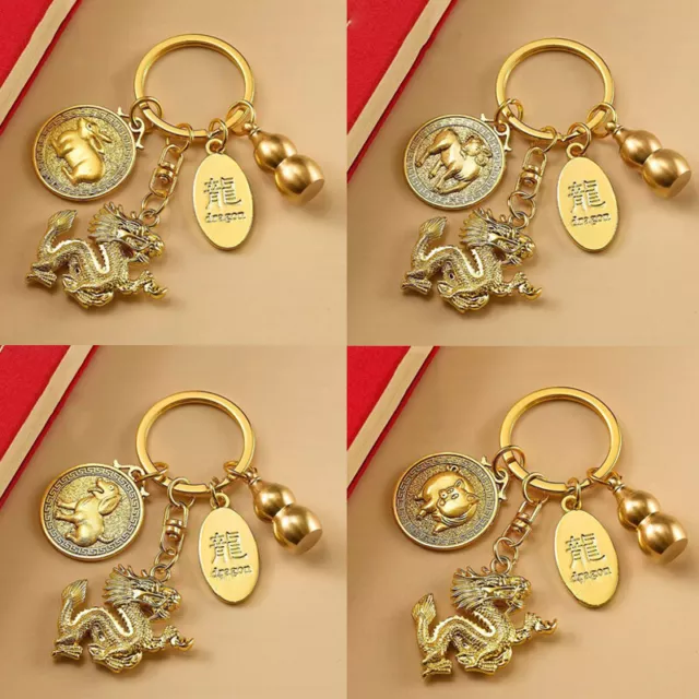 2024 Pure Brass Dragon Key Chain Zodiac Signs Gourd Pendant Key Ring Bag Char Sp