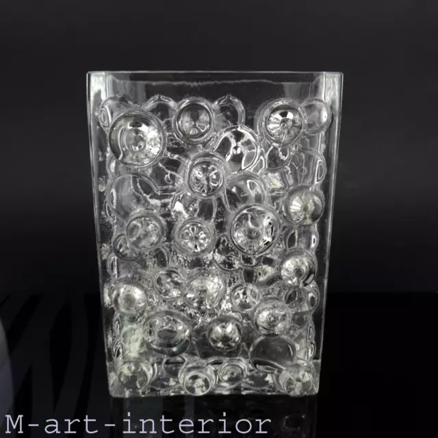 WMF Bubble Design Blockvase Glas Vase 🔘2,4kg Art Glass Erich JACHMANN 🔘 1960er