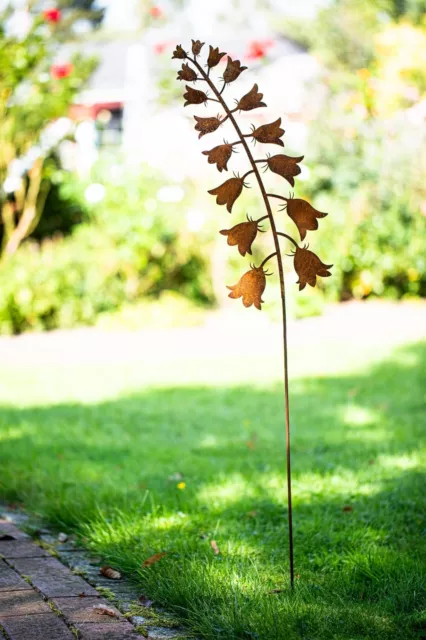 Gartenstecker Glockenblume aus Edelrost Metall Rost Gartendeko Edelrost