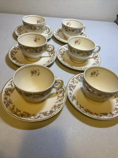 Vintage Taylor Smith Taylor Tea/ Coffee Cups With Saucers 6 Count .