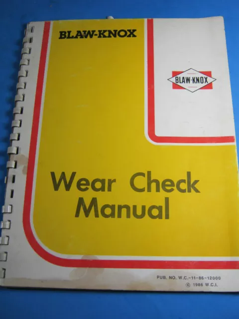 Blaw Knox Wear Check  Manual