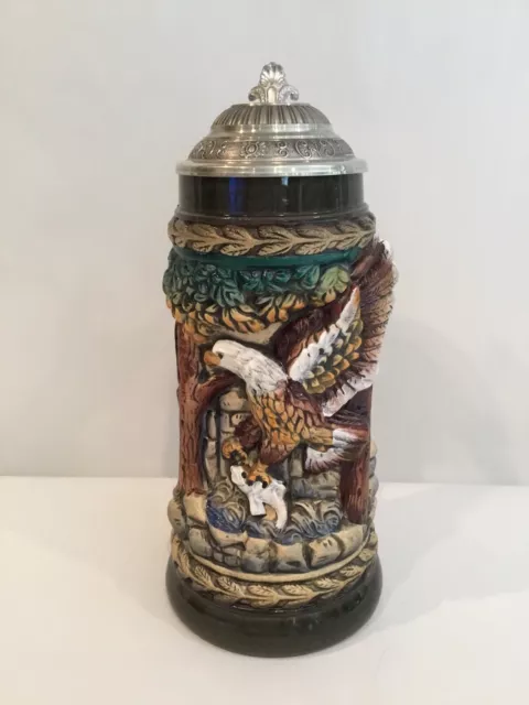 Zoller & Born German Beer Stein Bald Eagle w/Fish Limited Edition Hand Numbered