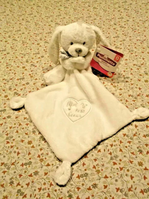 B/ DOUDOU POMMETTTE LAPIN BLANC GRIS "MON PETIT COEUR" 45CM 100% NEUF n°2