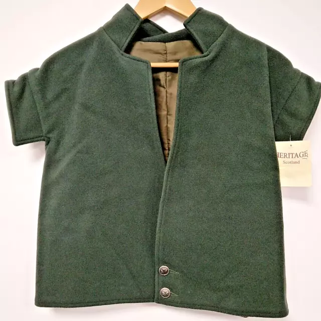 Heritage Clothing Scotland Dark Green Jacobite Waistcoat 100% Wool Lined Size XL