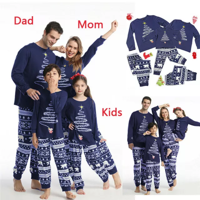 UK Family Matching Adult Kids Christmas Pyjamas Xmas Nightwear Pajamas Pjs Sets