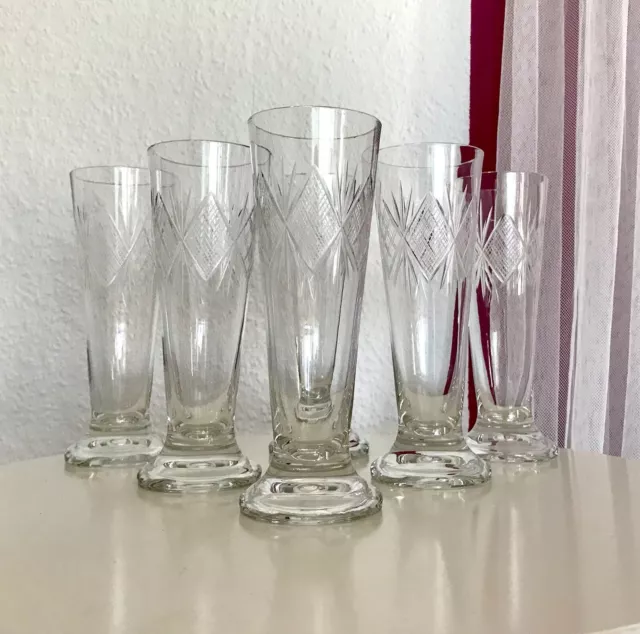 6x Taza Antigua Taza Borde Boca. ¿Vasos de copa vidrio de cristal? Corte 2