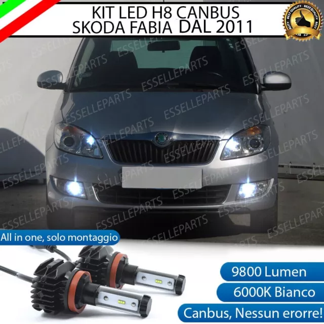 Kit Full Led H8 6000K Bianco 9800 Lumen Fendinebbia Per Skoda Fabia 2 Dal 2011 +