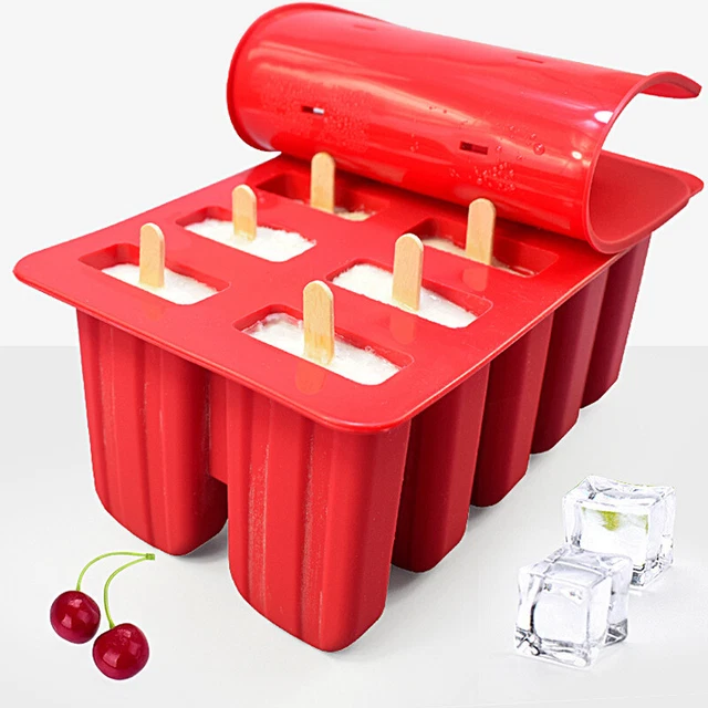 10Cell Silicone Popsicle Maker Ice Pop Molds Mould Tray Frozen IceCream Reusable