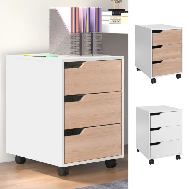 Mobile File Cabinet pedestal Storage with 3 Drawers Lockable Casters Under Desk