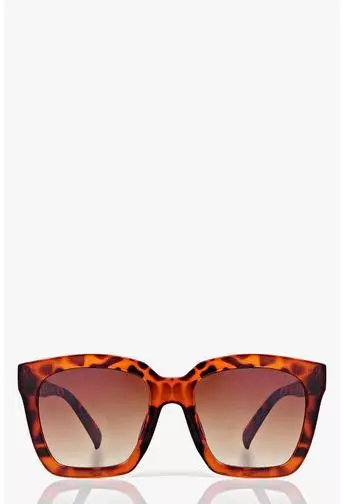 Boohoo Isla Oversized Square Frame Sunglasses Brown One Size New