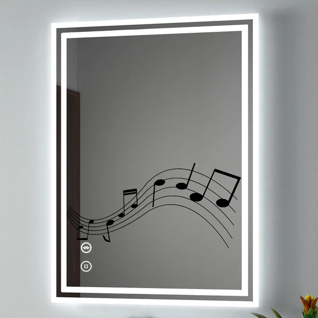 EMKE BLUETOOTH LED Bathroom Mirror With Lights Shaver Socket Demister ...
