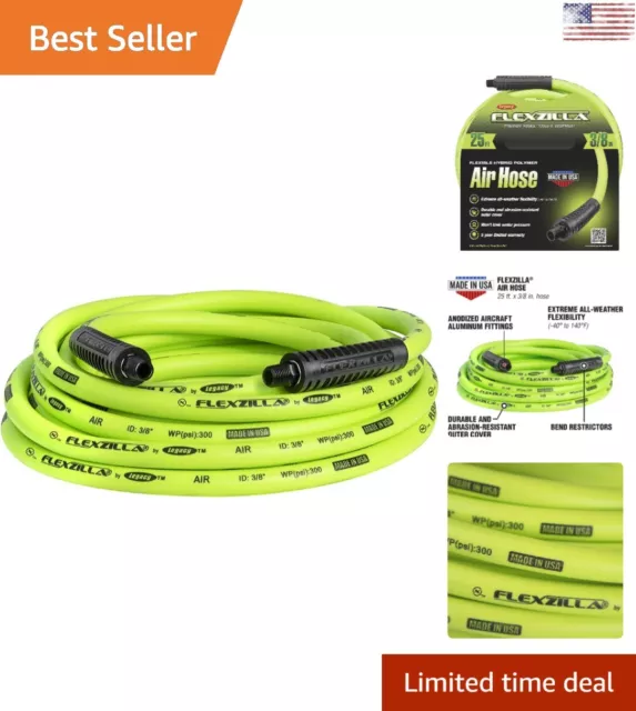 Air Hose - 3/8 in. x 25 ft. - 1/4 in. MNPT Fittings - Heavy Duty - Resistant