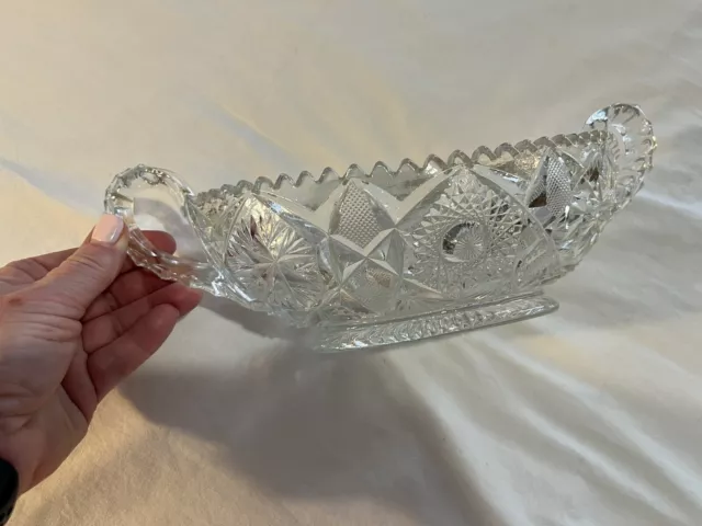 Vintage Heavy Decorative Depression Glass Fruit Bowl With Handles-Crown Crystal?