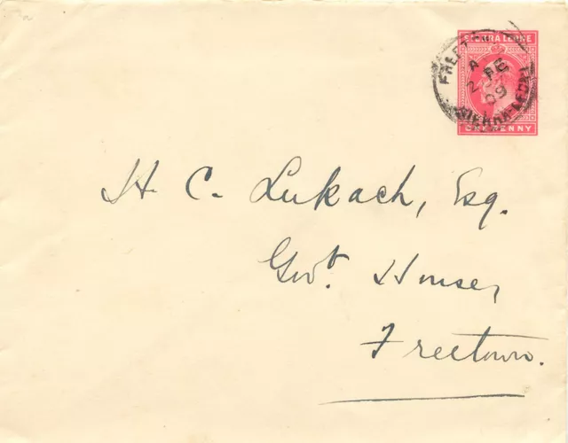 SIERRA LEONE 1902/63 1 EVII cancelleria postale Env, 2 GV cancelleria postale R-Env,