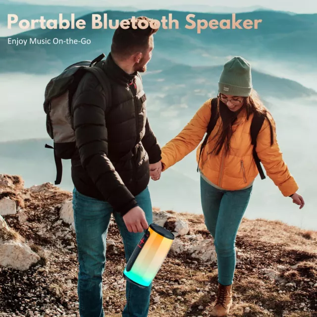 Tragbarer Bluetooth5.3 Lautsprecher Subwoofer Musikbox LED mit 2xMikrofon Stereo 3
