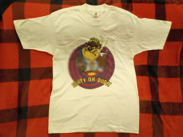 🔥RARE Vntage SHROOMY TUNES III Party Dude Taz Sz L Parody Looney Shirt Tee NOS