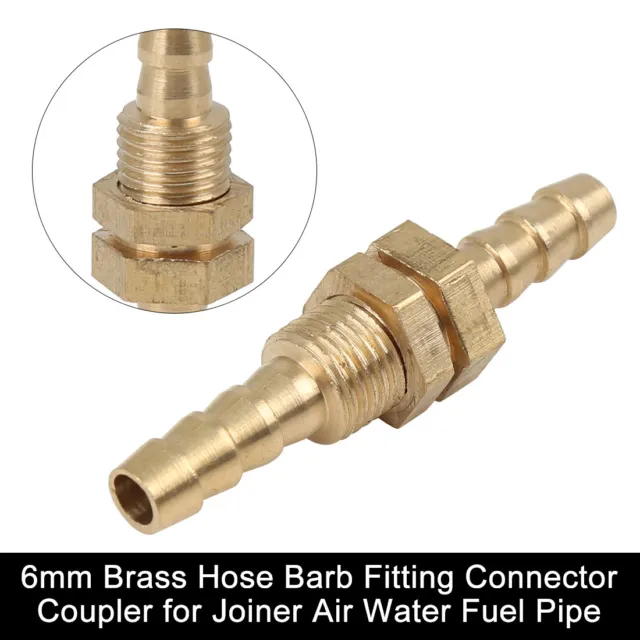 6mm Brass Hose Barb Fitting Connector Coupler for Joiner Air Water Fuel Pipe