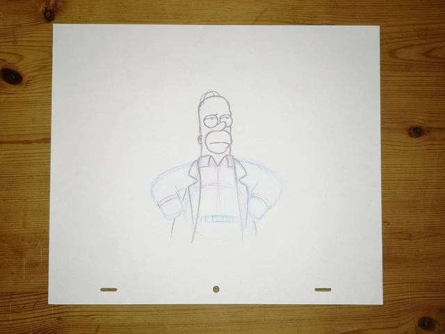 Simsons Factory Drawing THE SIMPSONS PRODUCTION Drawing Cel Art Homer Character Sketch ...