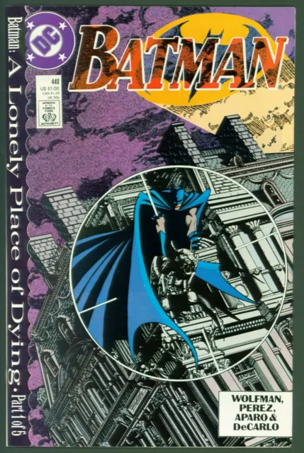 Batman #440 VF DC Comics 1989 Cover Lonely Place of Dying Part 1 Direct Ed