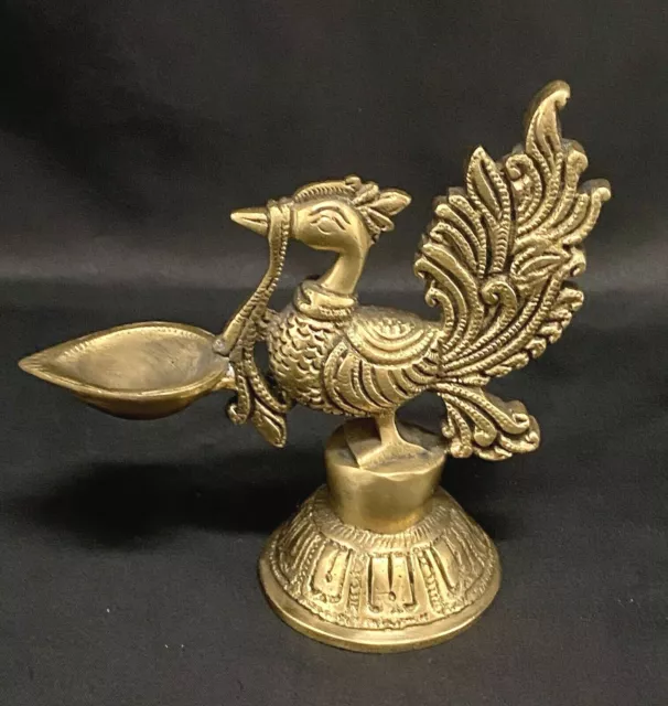 Old Antique Chinese dynasty Exquisite bronze gilt Phoenix oil lamp Statue