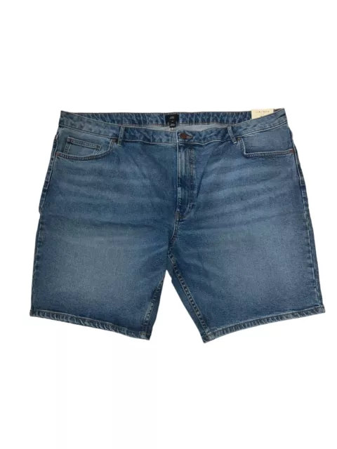 New! River Island “Dylan” Slim Stretch Mens Denim Blue Shorts - Waist 48in