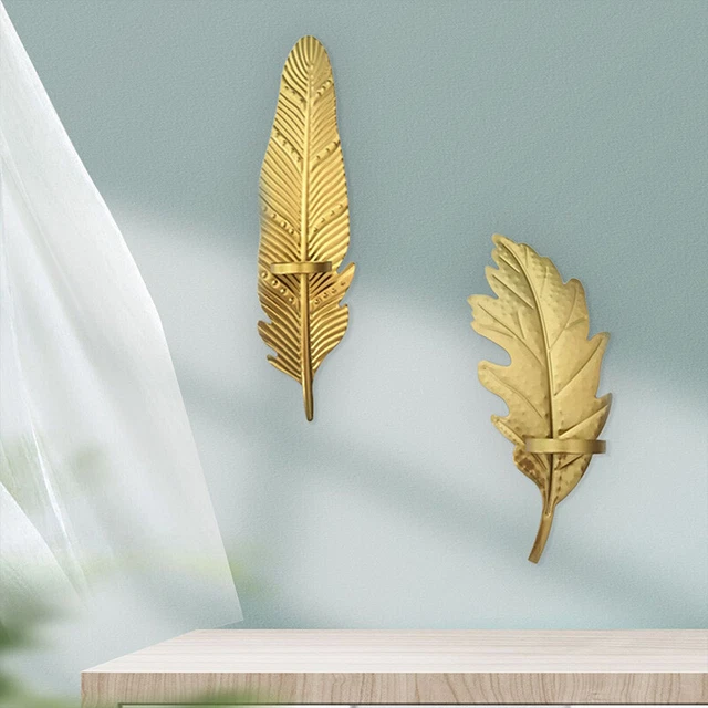 Golden Leaf Wall Candle Holder Vintage Candlestick Holders Home Wedding Decor