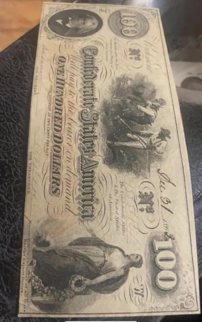 Beautiful 1862 $100 Confederate States of America Note T40