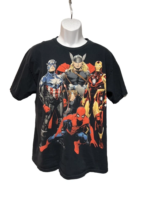 Mad Engine Marvel Avengers Big Print Tee Black T-Shirt Thor Spider-Man L -XL