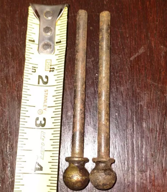 Lot of 2 Vtg Cannon Ball Top Door Hinge Steel-Heavy Metal Pins 4.25”Salvage-Pair