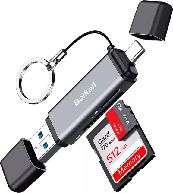 SD Kartenleser,  Dual Stecker USB 3.0/USB C Kartenlesegerät Highspeed OTG Adapte