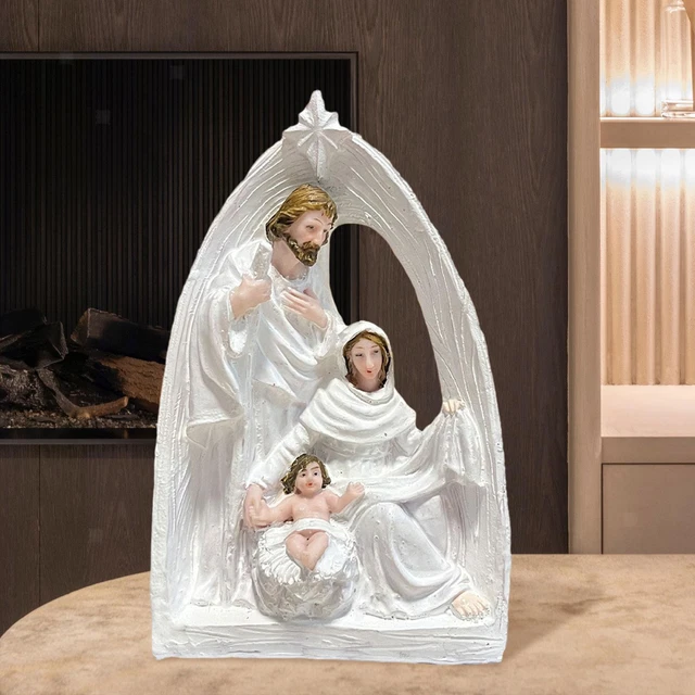Crèche De Noël Miniature En Résine - Scène De La Nativité - Environ 9,2x6 Cm - Décoration De Table, Cheminée Ou Collection