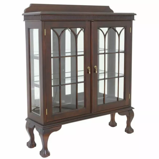 Solid Mahogany Vitrine 2 doors Display Cabinet Antique Reproduction