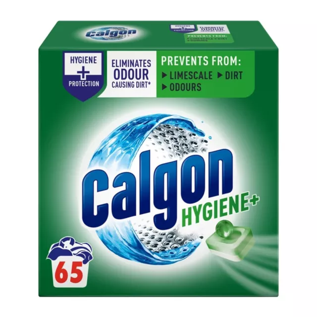 Calgon Hygiene Plus Washing Machine Water Softener 65 Tablets Limescale Protect