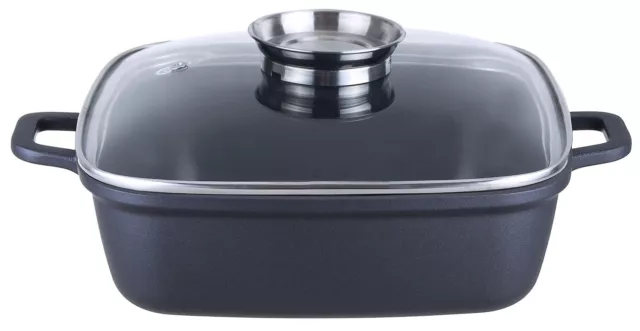 KOPF Santorin Aluguss-Bräter inkl. Glasdeckel mit Aromaknopf Aluguss Bräter 5 L