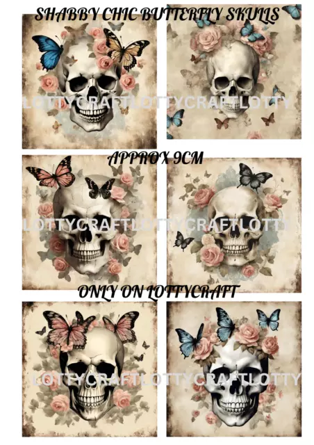 Shabby Chic Skull One A4 Sheet Of Mulberry Rice Paper For Decoupage