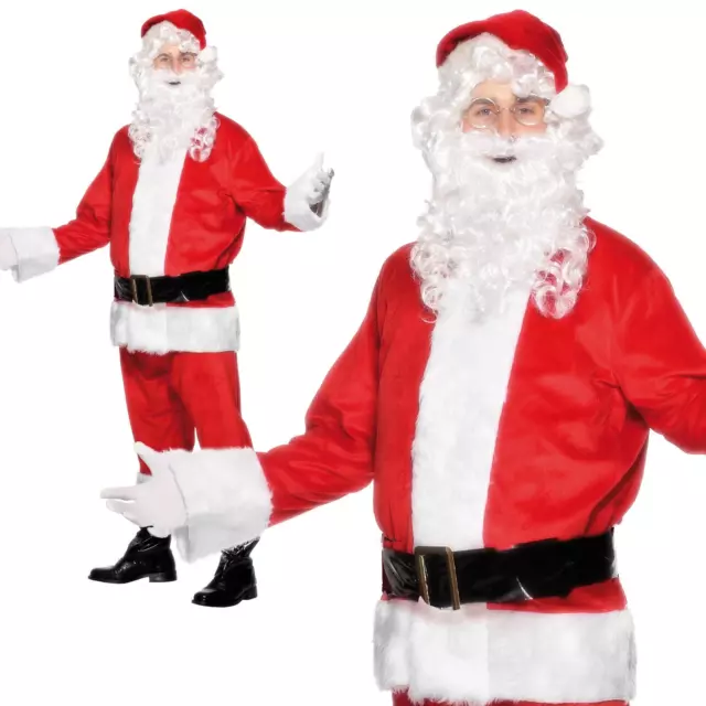 Da Uomo Deluxe Babbo Natale Costume Abito Natale Vestito Nuovo