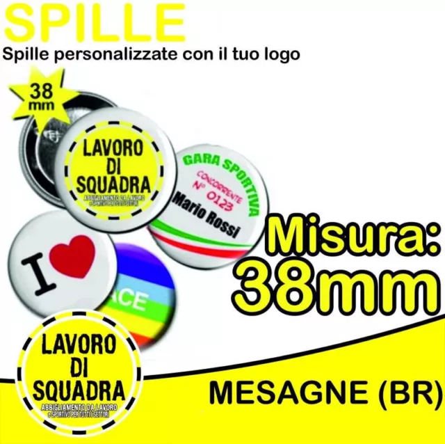 30 SPILLE DA 38mm SPILLE SPILLETTE PINS PERSONALIZZATE CON IL TUO LOGO PIN