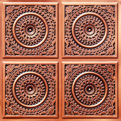 D117 Antique Copper PVC Faux Tin Glue Up Ceiling Tiles 24 x 24 Pack/6