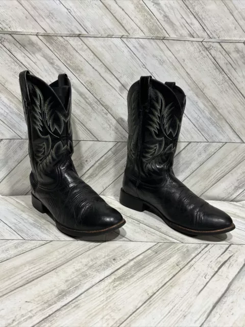 ARIAT HERITAGE STOCKMAN Men Black Leather Western Cowboy Boots 10009594 ...