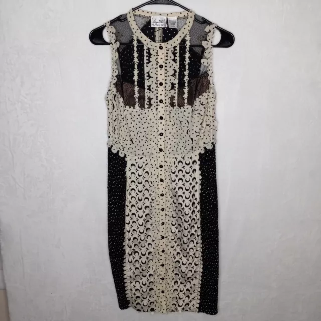 Beguile By Byron Lars Womens Textured Cream & Black Lace Dress Size Petite 4