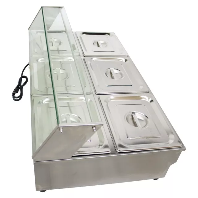 6*1/2 Pan Bain-Marie Buffet Food Warmer Electrial Desktop 4'' Deep 110V 2000W