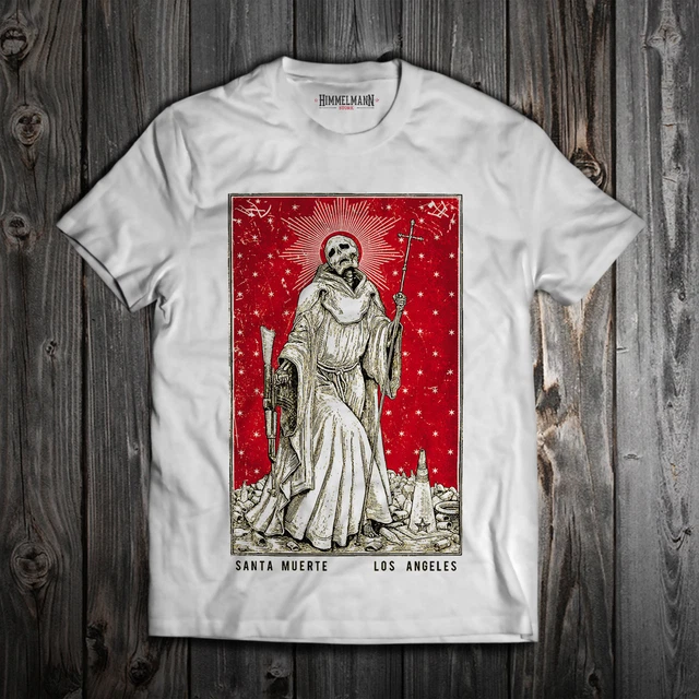 Maglietta Santa Muerte Los Angeles T-Shirt Cotone Uomo Donna