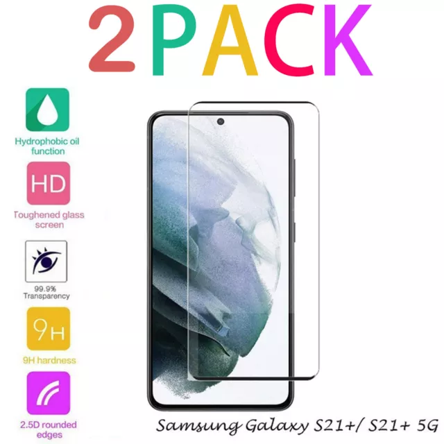 2PC Samsung Galaxy S21+ Plus Tempered Glass Screen Protector Fingerprint Sensor