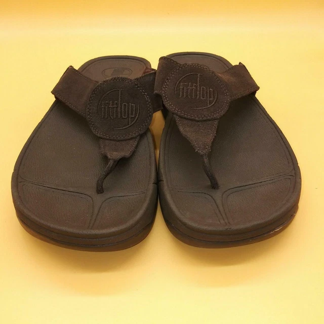 FitFlop Oasis Brown Suede Leather Rubber Flip Flop Thong Womens 10 Casual Summer