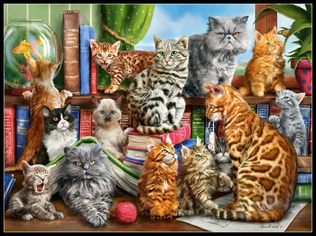 House of Cats - DIY Chart Counted Cross Stitch Patterns Needlework DMC 14 ct